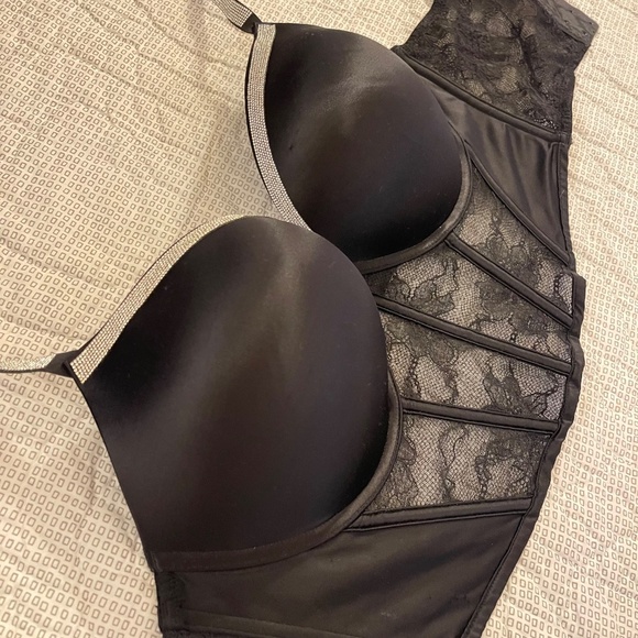 Victoria's Secret Bombshell Shine Strap Push-Up Long Line Corset Bra Satin - Picture 5 of 9